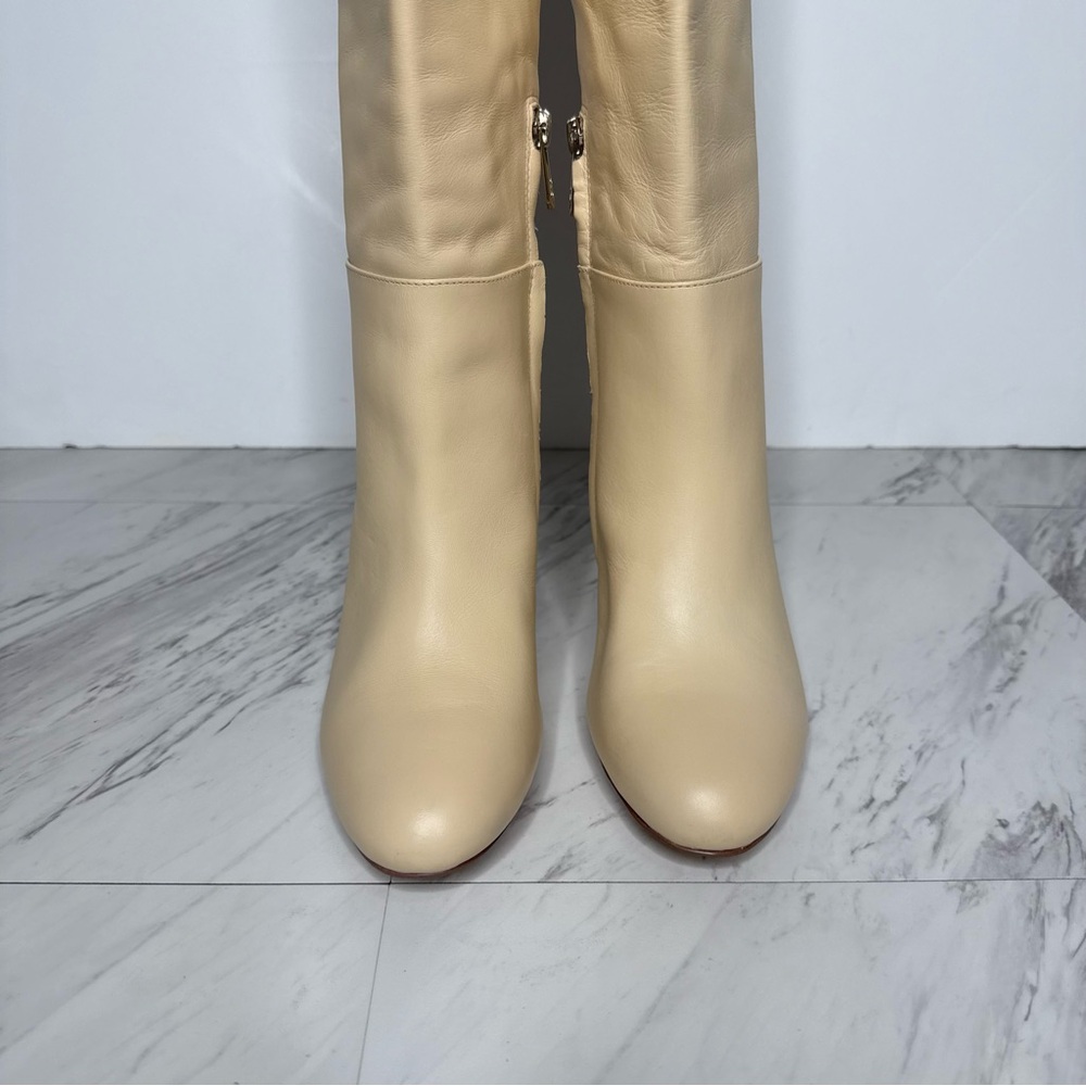 Sam Edelman Shauna Eggshell Leather Tall Heeled Boots 7 1/2 M - Picture 12 of 16